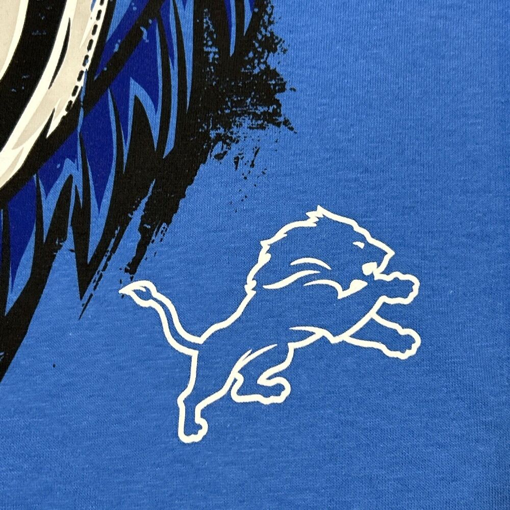 Detroit Lions Shirt Adult Small Blue NFL Football Logo Mask Tee Men - Picture 3 of 12